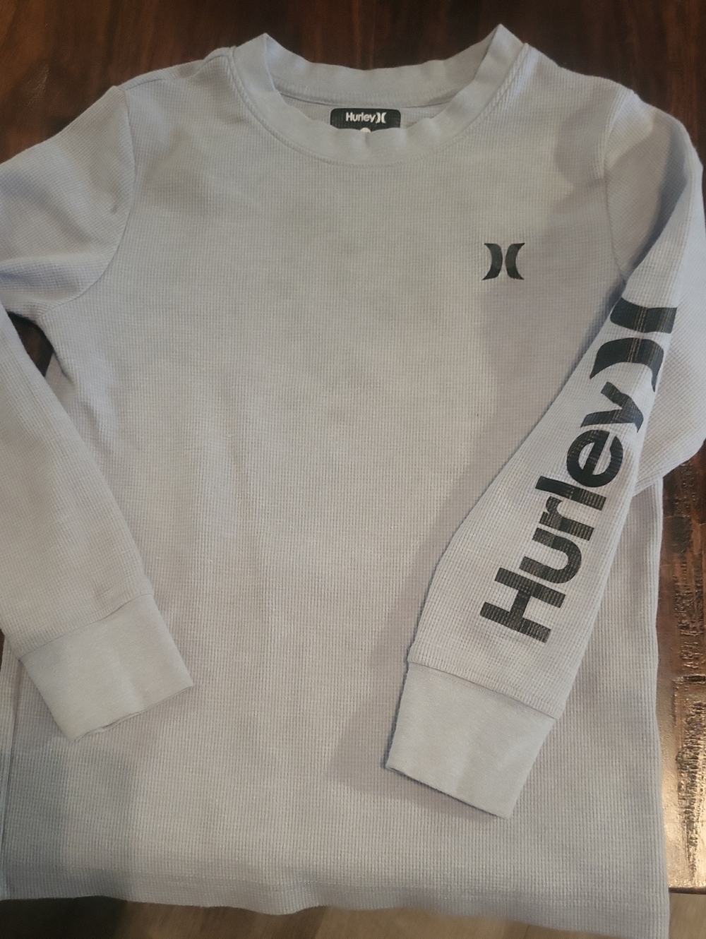 Hurley Light Gray Boys' Long Sleeve Thermal Tee with Sleeve Logo